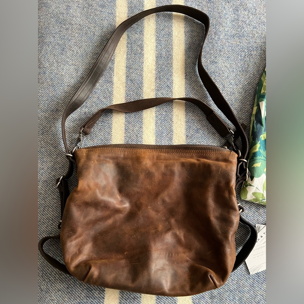 Rough & Tumble Custom Leather Purse, Vintage hobo OP Rustic Pecan, size medium - Picture 7 of 10